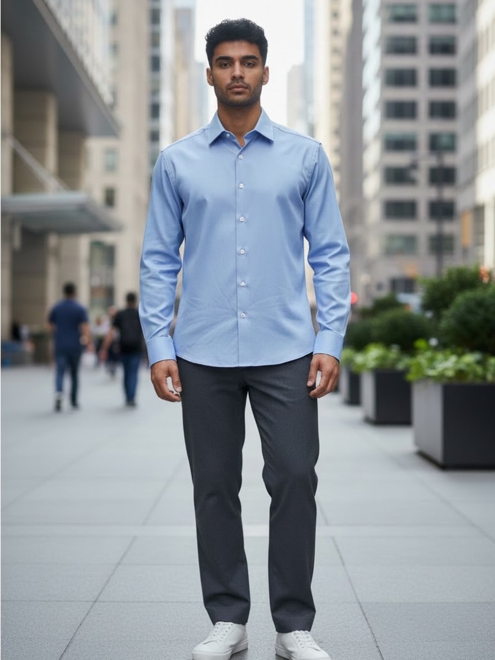 Clairborne Mens Light Blue Dress Shirt - Classic Long Sleeve